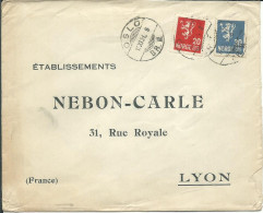NORVEGE  LETTRE 50c OSLO POUR LYON ( RHONE ) DE 1931 LETTRE COVER - Storia Postale