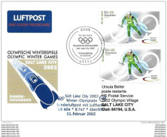 118 - 87 - Carte Allemande Vol Olympique Lufthansa 2002 - Invierno 2002: Salt Lake City