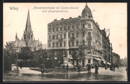 AK Wien, Mariahilferstrasse Mit Garten-Obelisk Und Lazaristenkirche  - Autres & Non Classés