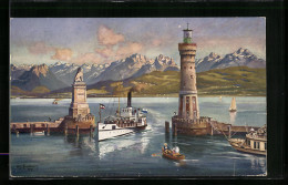 AK Lindau, Hafeneinfahrt Mit Leuchtturm  - Lighthouses