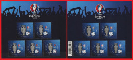 FRANCE 2016 UEFA EUROPEAN FOOTBALL CHAMPIONSHIP 2016 FRANCE SET OF 2 RARE LIMITED ISSUED MINIATURE SHEETS MS MNH - Unused Stamps