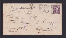 1899 - 25 C. Ganzsache Als Einschreiben Ab BANJOEWANG Nach Holland - India Holandeses