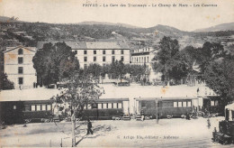 PRIVAS (Ardèche) - La Gare Des Tramways - Le Champ De Mars - Les Casernes - Voyagé (2 Scans) - Privas