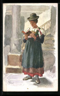 Artista-Cartolina Buchenstein, Tiroler II., Nr. 9, Mädchen Mit Hut Liest Ein Buch  - Unclassified