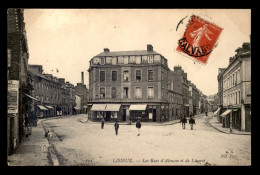 14 - LISIEUX - LES RUES D'ALENCON ET DE LIVAROT - CAFE DU GLOBE - Lisieux