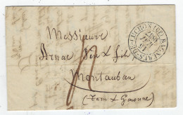 Lettre De BAGNERES DE LUCHON Pour Montauban - CAD Type 13 - 1837 - Texte Citant La Voiture Chargée De L'expédition - 1801-1848: Vorläufer XIX