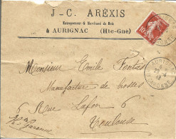 19 --- Lettre 31 AURIGNAC En-tête J.C. Arèxis, Entrepreneur Et Marchand De Bois - 1900 – 1949