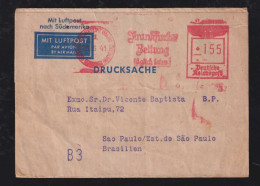 Deutsches Reich 1941 LATI Luftpost Streifband Wrapper AFS Meter 155Pf FAZ FRANKFURT X SAO PAULO Brasilien - Briefe U. Dokumente