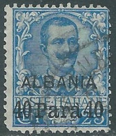 1902 LEVANTE ALBANIA USATO 40 PA SU 25 CENT - RF28-4 - Albanië