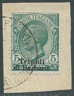 1909 LEVANTE TRIPOLI DI BARBERIA USATO FRAMMENTO EFFIGIE 5 CENT - RF17-4 - Bureaux D'Europe & D'Asie