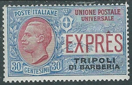 1909 LEVANTE TRIPOLI DI BARBERIA ESPRESSO 30 CENT MH * - RF15 - Oficinas Europeas Y Asiáticas