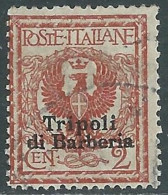 1909 LEVANTE TRIPOLI DI BARBERIA USATO AQUILA 2 CENT - RF14-2 - Europa- Und Asienämter
