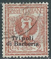 1909 LEVANTE TRIPOLI DI BARBERIA USATO AQUILA 2 CENT - RF14-4 - Europa- Und Asienämter