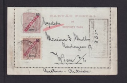 1913 - 50 R. Ganzsache Als EInschreiben Ab Bissau Nach WIen  - Guinée Portugaise
