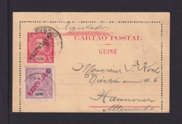 1913 - 25 R. Ganzsache Mit Zufrankatur Als Einschreiben Ab Bissau Nach Hannover - Guinée Portugaise