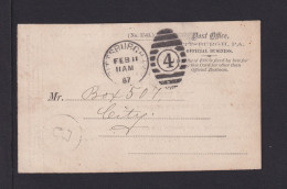 1887 - Portofreie Dienstkarte "Post Office" In Pittsbourgh  - Cartas & Documentos