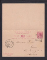 1894 - 1 Pia. Doppel-Ganzsache (P 8) Ab LARNACA Nach Wien - Cartas