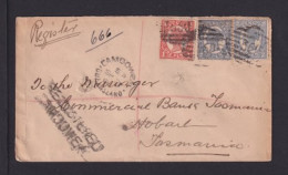 1904 - 1 P. Und 2x 2 P. Auf Einschreibbrief Ab CAMOOWEAL Nach Hobart - Storia Postale