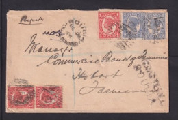 1904 - 3x 1 P. Und 2x 2 P. Auf Einschreibbrief Ab BOULIA Nach Tasmanien - Brieven En Documenten