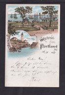 1899 - 1 C. Ganzsache "Leuchtturm In Portland" - Mit Zufrankatur Ab Portland - Vuurtorens