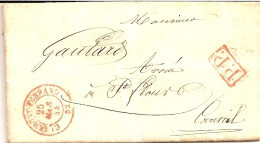 1I1 --- 63 CLERMONT-FERRAND Pour St Flour Type 15 + PP En Rouge (Taxe 4) - 1801-1848: Vorläufer XIX