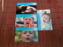 4 Phonecards Child Belgium Used Rare - With Chip