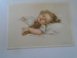 D203151     CPSM  Teddy Bear - Little Girl Spleeing With Her Teddy  F & Co I E - Osos