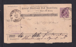 1890 - 15 Pf. Dienst-Postanweisung Ganzsache (ADU 4II) Ab Waiblingen - Sonstige & Ohne Zuordnung
