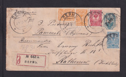 1912 - 7 K. Überdruck Ganzsache (U 45) Mit Zufrankatur Als Einschreiben Ab PERM Nach Rathenow - Enteros Postales