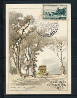 FRANCE JOURNEE DU TIMBRE TOULON 1952 CARTE MAXIMUM + VIGNETTE - Briefmarkenmessen