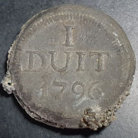 Netherlands Indies VOC Noodmunt 1 Duit Tin 1796 Scholten 486 RRRR - Indonesia