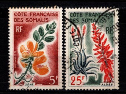 - COTE DES SOMALIES - 1966 - YT N°325 + 327 - Oblitérés - Fleurs - Usati
