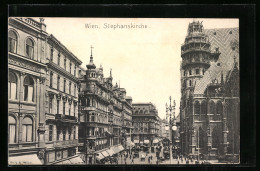 AK Wien, Stephanskirche Mit Strassenpartie  - Autres & Non Classés