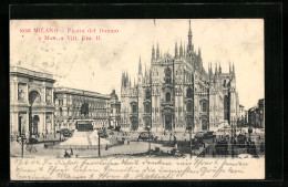 AK Milano, Piazza Del Duomo E Mon. A. Vitt. Em. II.  - Andere & Zonder Classificatie