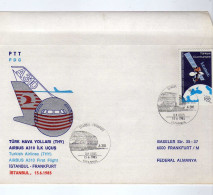 Turquie - 1985 -  - Espace - Satellite -  Sur Enveloppe Illustree - Brieven En Documenten