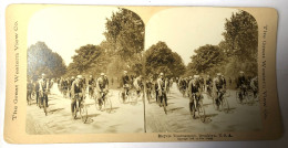 Bicycle Tournament Brooklyn Central Park Carte Stéréoscopique The Great Western View - Course Cyclistes 1896 Edw. Clarks - Stereoscopic