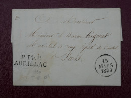 FRANCE   BELLE  LETTRE RR  1830 AURILLAC A  PARIS +GENERAL BARON  + AFF. INTERESSANT+DP5 - 1801-1848: Precursori XIX