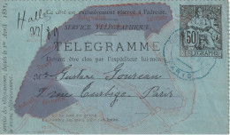 Carte Télégramme (50c.avec Plan De Paris Violet) N° 2528. - Pneumatic Post