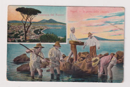 ITALY - Naples Dual View With Fishermen Unused Vintage Postcard - Napoli (Napels)