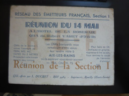 Ancienne Carte Postale QSL Radio Amateur REUNION DU 14 MAI Hotel De La Roseraie QRA De Robert VARET - Radio-amateur