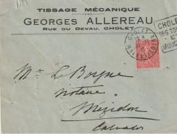 CHOLET (Maine Et Loire) : Lettre Commerciale Du Tissage Mécanique G. ALLEREAU, Rue Du Devau. - 1903-60 Säerin, Untergrund Schraffiert