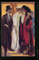 Künstler-AK Raphael Tuck & Sons Nr.: 1222, Ein Mann Und Zwei Frauen In Eleganter Abendkleidung  - Tuck, Raphael
