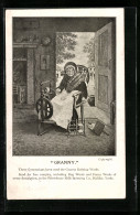 AK An Old Lady With A Spinning Wheel, Advert For Granny Knitting Wools  - Advertising