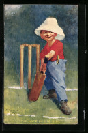 Künstler-AK E. P. Kinsella: The Hope Of His Side, Scherz, Cricket  - Autres & Non Classés