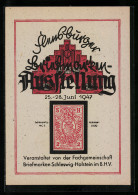 AK Flensburg, Briefmarken-Ausstellung 1947, Briefmarke Schleswig-Holstein 1850  - Briefmarken (Abbildungen)
