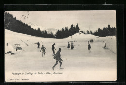 AK Montana, Schlittschuhläufer Auf Dem Eis In Den Bergen  - Deportes De Invierno