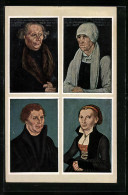 AK Portraits Martin Luther, Catharina V. Bora, Hans Luther & Margarethe Lindemann  - Personajes Históricos
