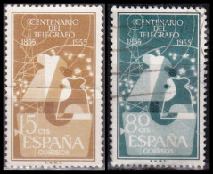 1955 - ESPAÑA - CENTENARIO DEL TELEGRAFO - EDIFIL 1180,1181 - Usados
