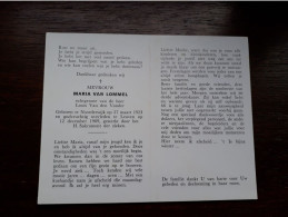 Maria Van Lommel ° Noorderwijk 1923 + Leuven 1989 X Louis Van Den Vonder - Obituary Notices
