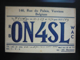 Carte QSL Radio Amateur BELGIQUE ON4SL  Année 1939 Réseau Belge - Radio Amateur